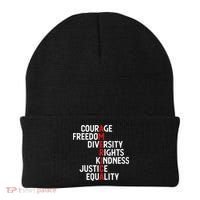 America Courage Freedom Diversity Rights Friendship Justice Beanie thumb 0