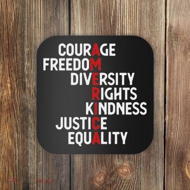 America Courage Freedom Diversity Rights Friendship Justice Coaster
