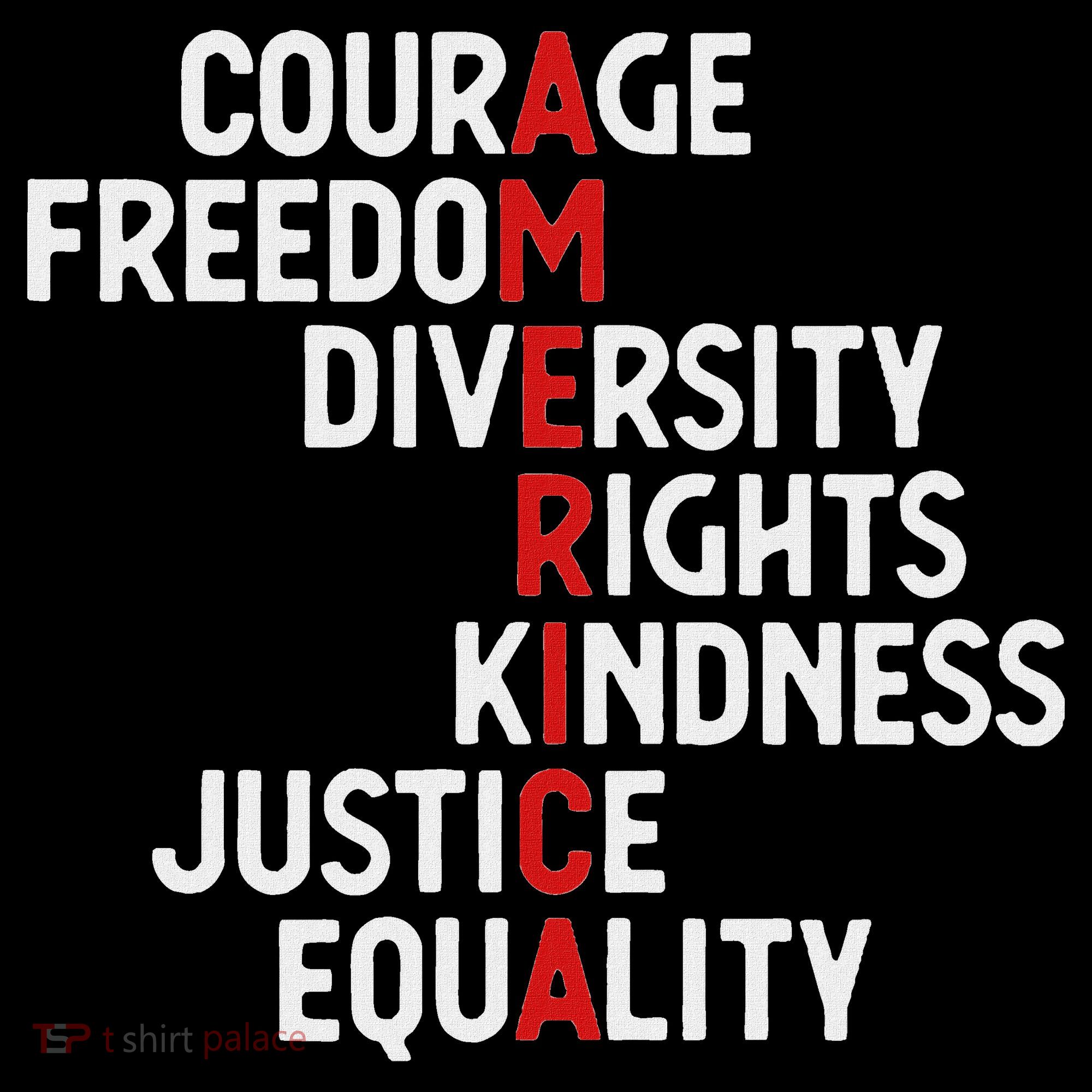 America Courage Freedom Diversity Rights Friendship Justice Women's Hoodie