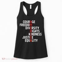 America Courage Freedom Diversity Rights Friendship Justice Women's Tank Top thumb 0