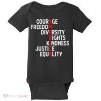 America Courage Freedom Diversity Rights Friendship Justice Baby Bodysuit thumb 0