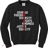 America Courage Freedom Diversity Rights Friendship Justice Kids Sweatshirt thumb 0