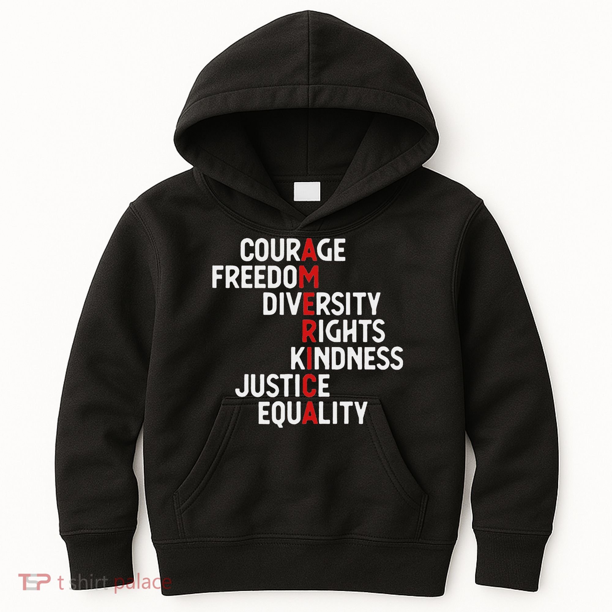 America Courage Freedom Diversity Rights Friendship Justice Kids Hoodie