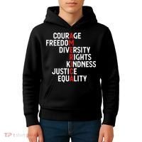 America Courage Freedom Diversity Rights Friendship Justice Kids Hoodie thumb 4