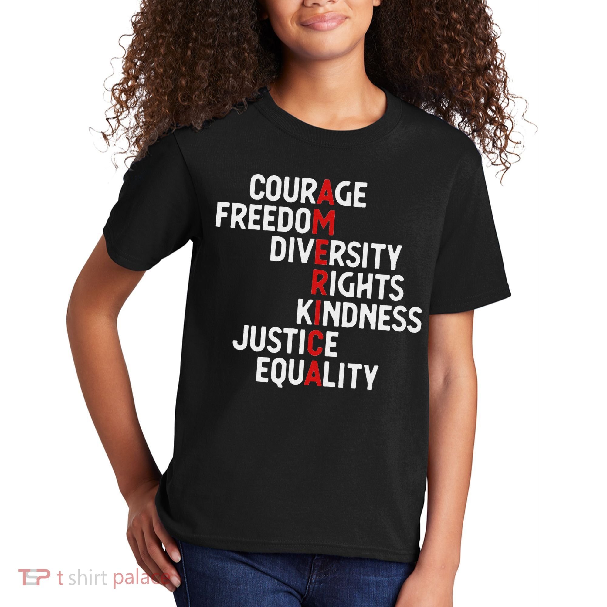 America Courage Freedom Diversity Rights Friendship Justice Kids T-Shirt