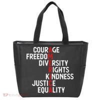 America Courage Freedom Diversity Rights Friendship Justice Tote Bag thumb 0