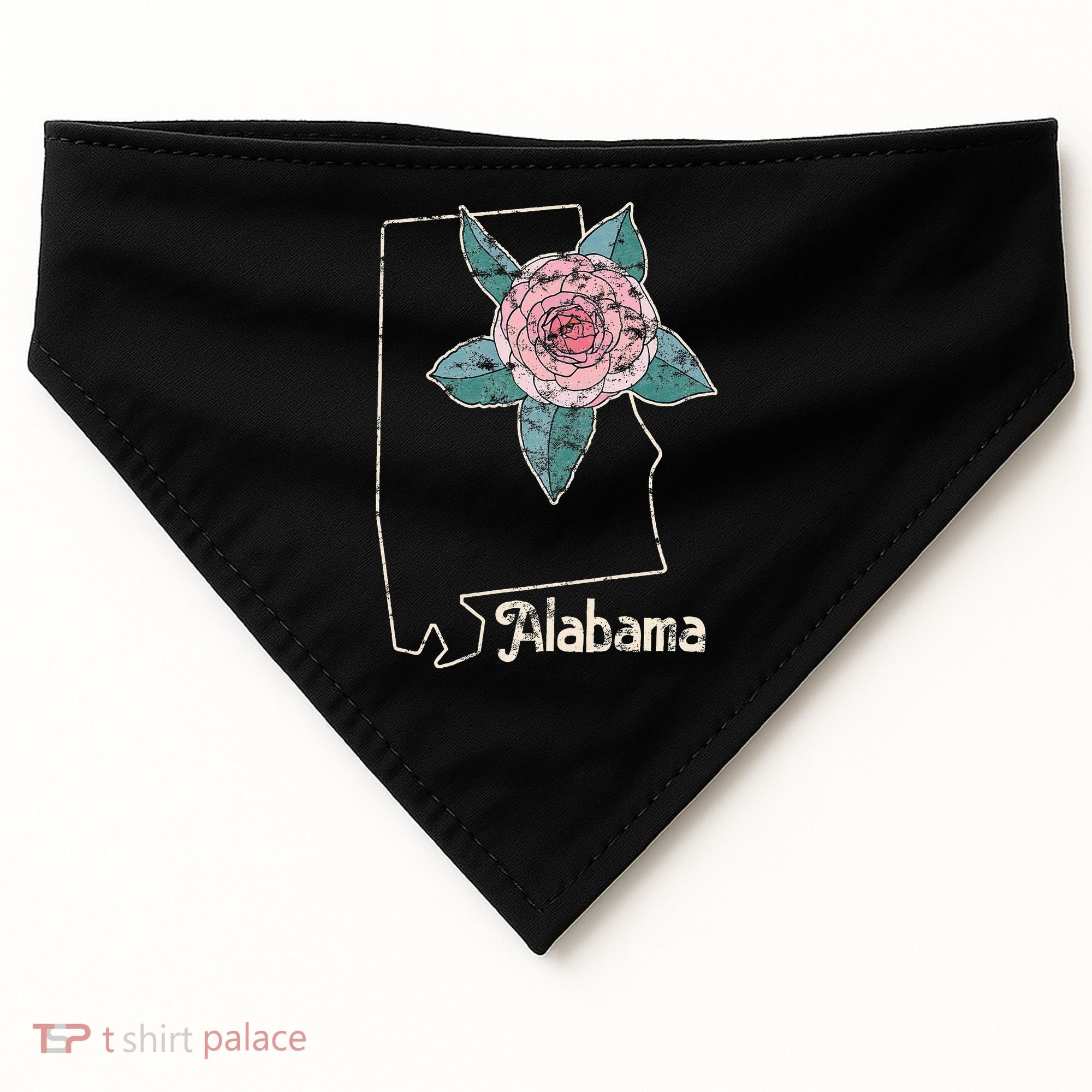 Alabama Camellia Flower Wildflower State USA-Made Doggie Bandana