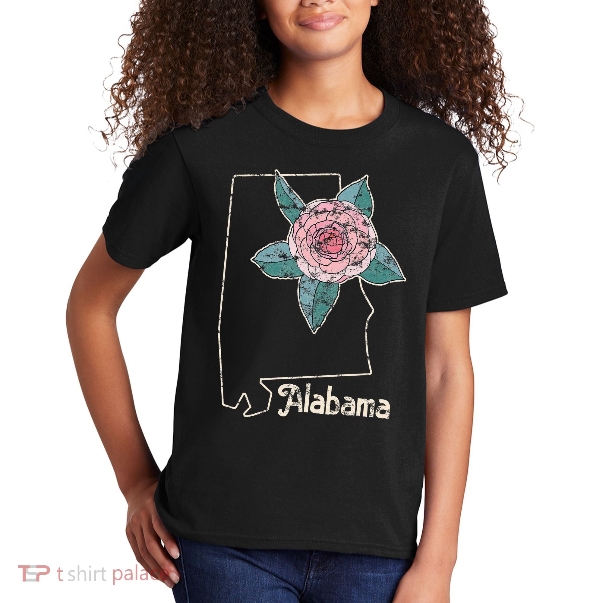 Alabama Camellia Flower Wildflower State Kids T-Shirt