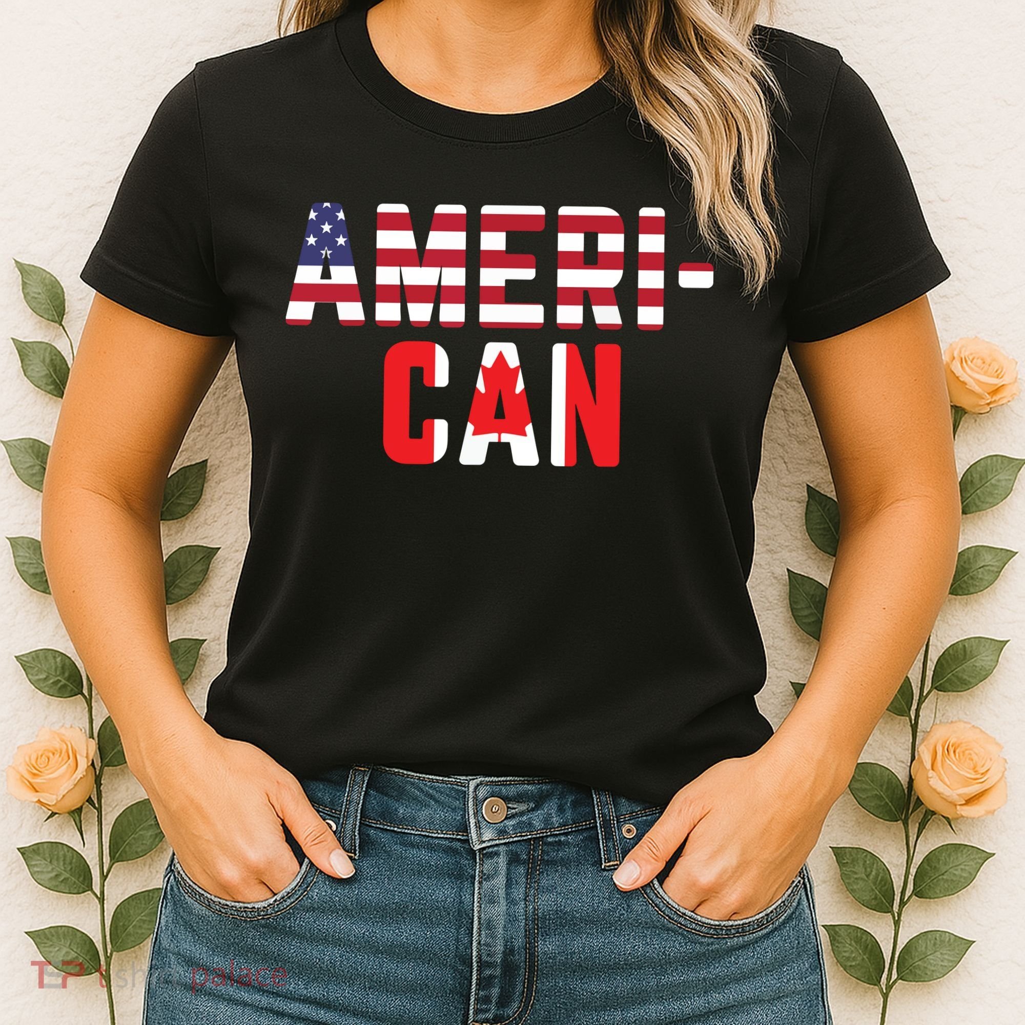 American Canadian Flag America Canada Patriotic Women's T-Shirt