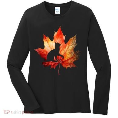 Autumn Cat Fall Lover Women's Long Sleeve Shirt