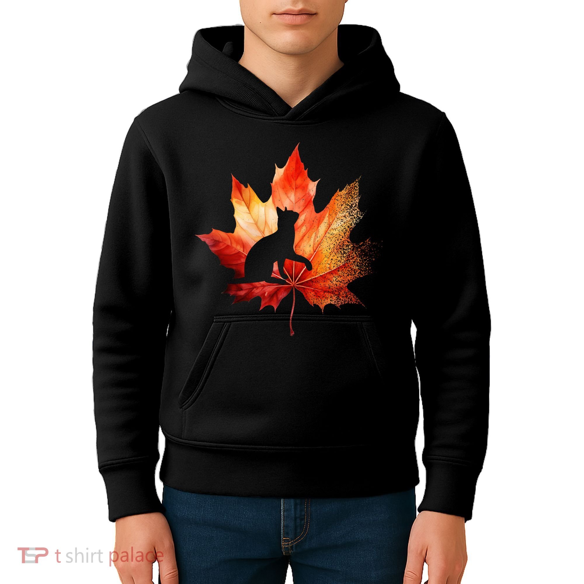 Autumn Cat Fall Lover Kids Hoodie