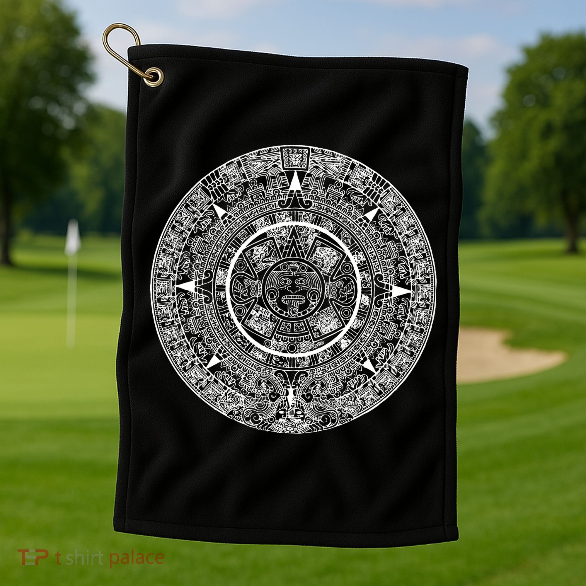 Aztec Calendar God Calendar Serpent Mesoamerica Golf Towel