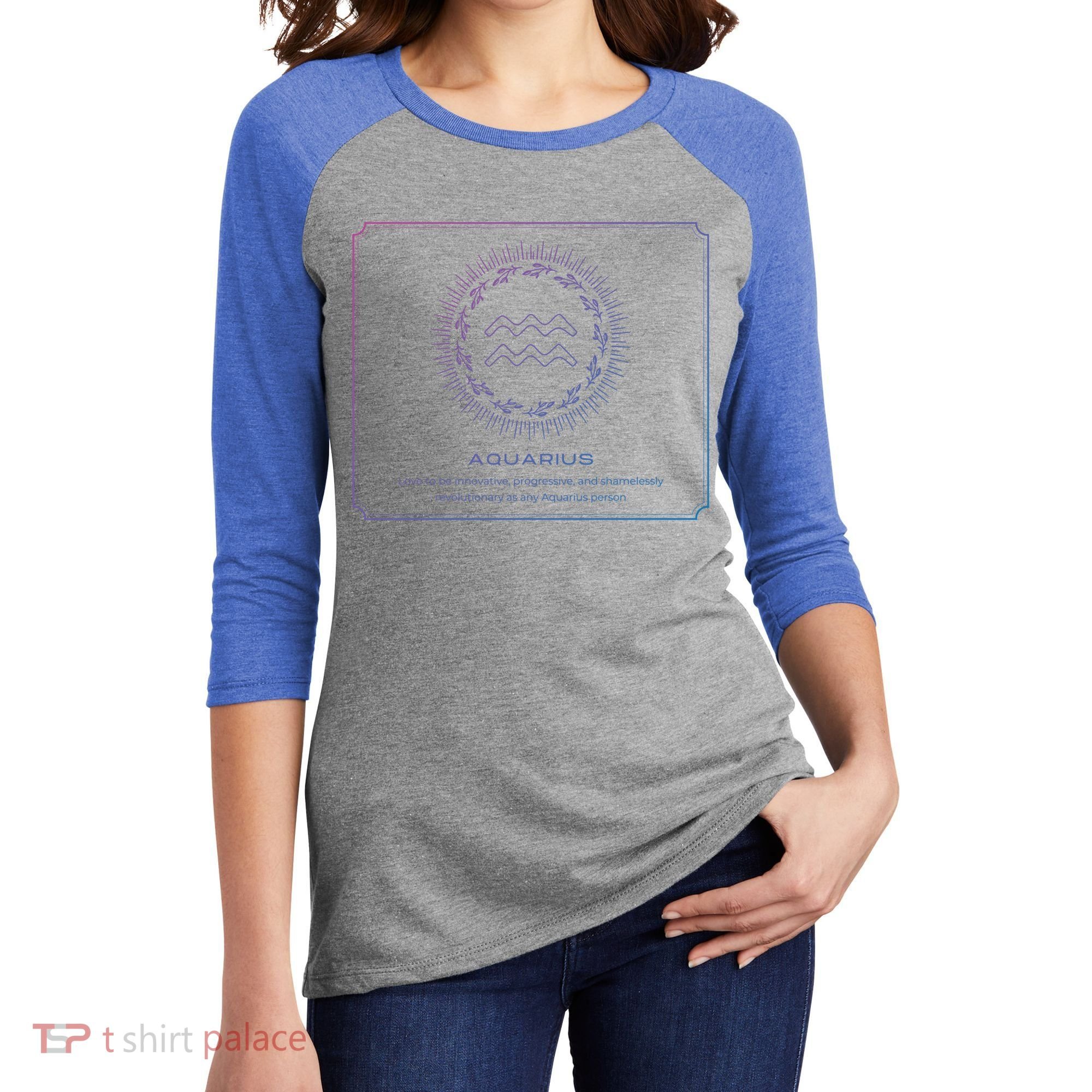 Aquarius Character Gift Women's Tri-Blend 3/4-Sleeve Raglan Shirt