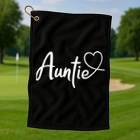 Auntie Cute Heart Logo Golf Towel thumb 1