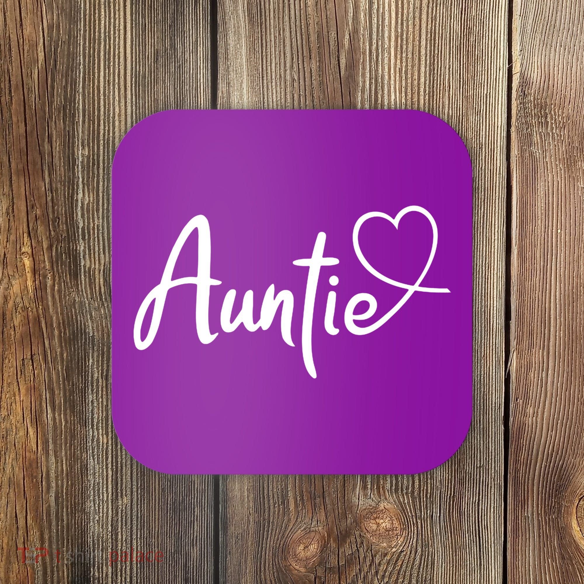 Auntie Cute Heart Logo Coaster