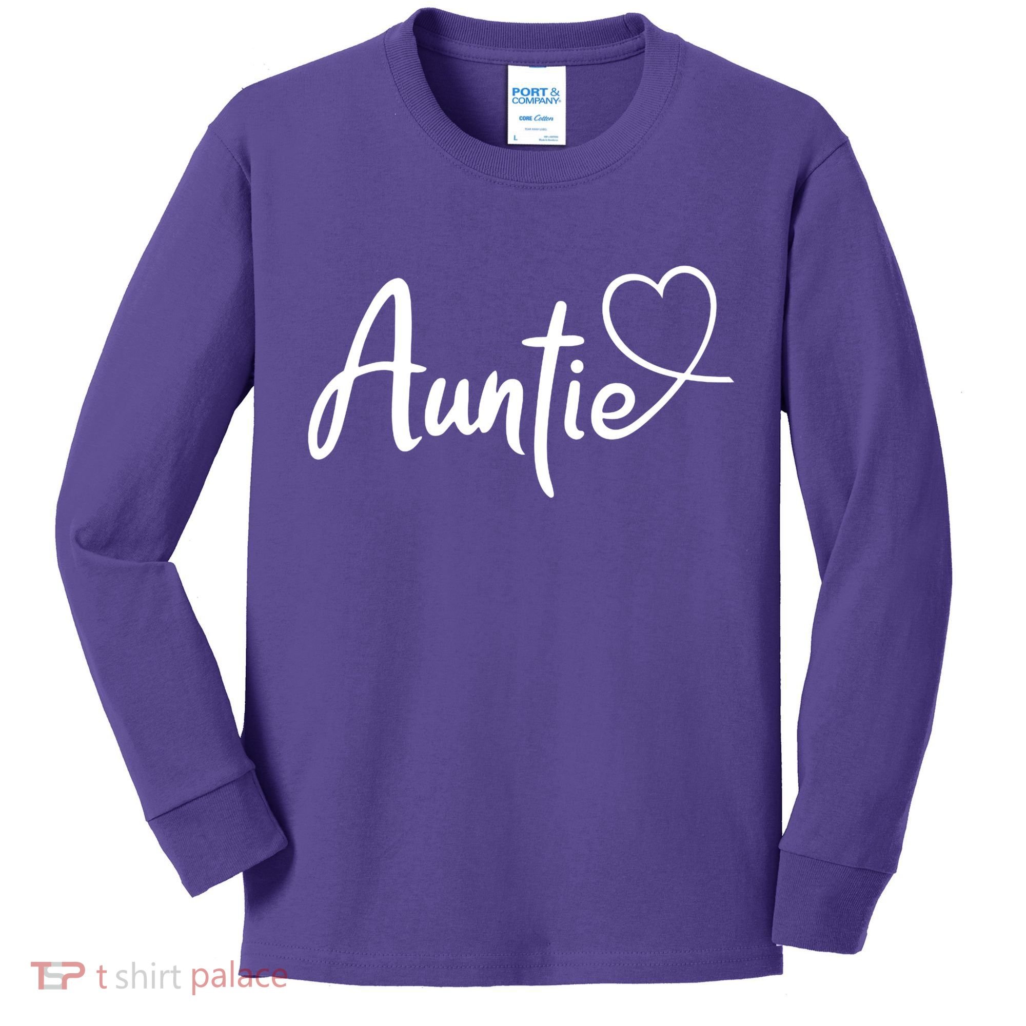 Auntie Cute Heart Logo Kids Long Sleeve Shirt