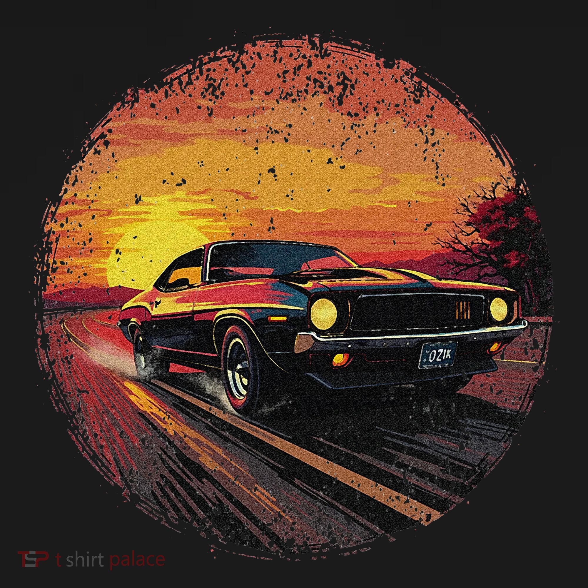 American Car Horsepower Classic Muscle Car Vintage Sunset Gift T-Shirt