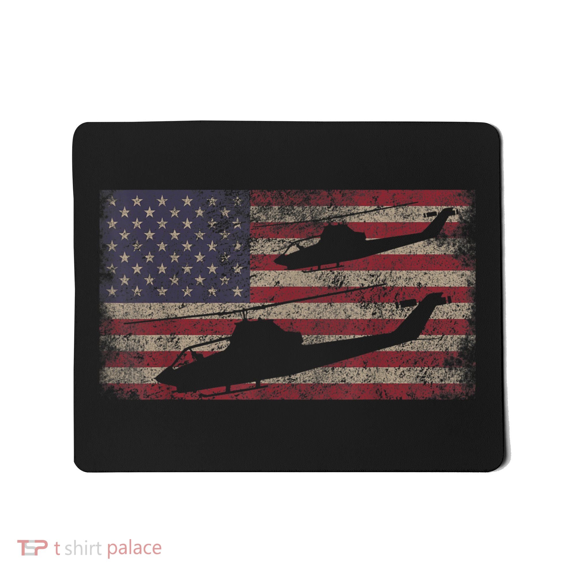 AH1 Cobra Helicopter Military USA American Flag Mousepad
