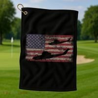 AH1 Cobra Helicopter Military USA American Flag Golf Towel thumb 1