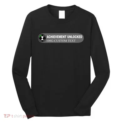 Achievement Unlocked Custom Personalize Text Long Sleeve Shirt
