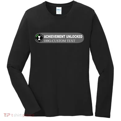 Achievement Unlocked Custom Personalize Text Women's Long Sleeve Shirt
