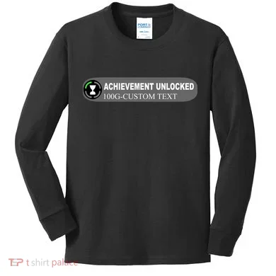 Achievement Unlocked Custom Personalize Text Kids Long Sleeve Shirt