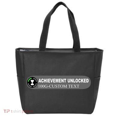 Achievement Unlocked Custom Personalize Text Tote Bag