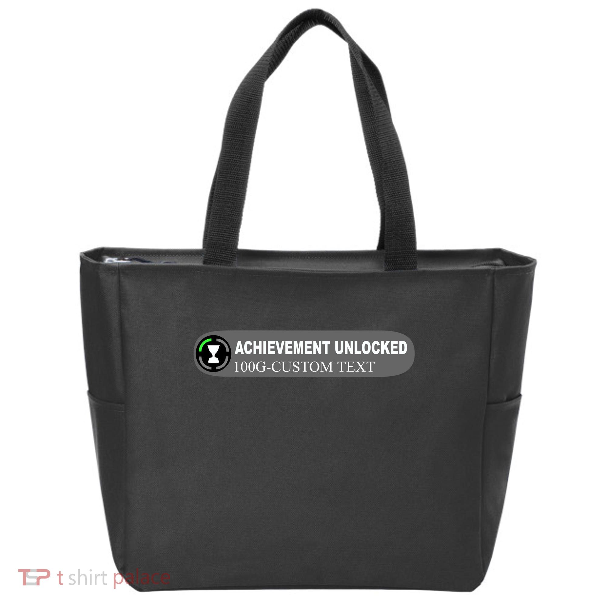 Achievement Unlocked Custom Personalize Text Tote Bag