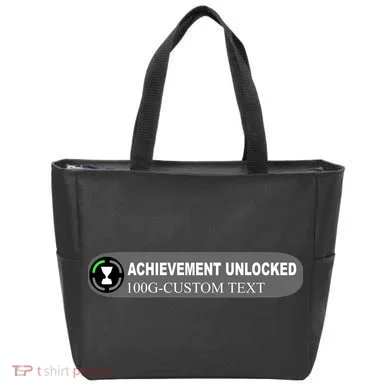 Achievement Unlocked Custom Personalize Text Tote Bag