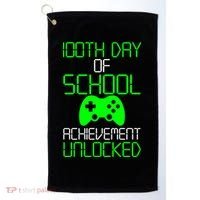 Achievement Unlocked Funny 100th Day Of School Golf Towel thumb 0