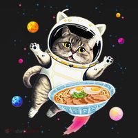 Astronaut Cat In Space With Ramen Noodles Galaxy Cat Ornament thumb 1