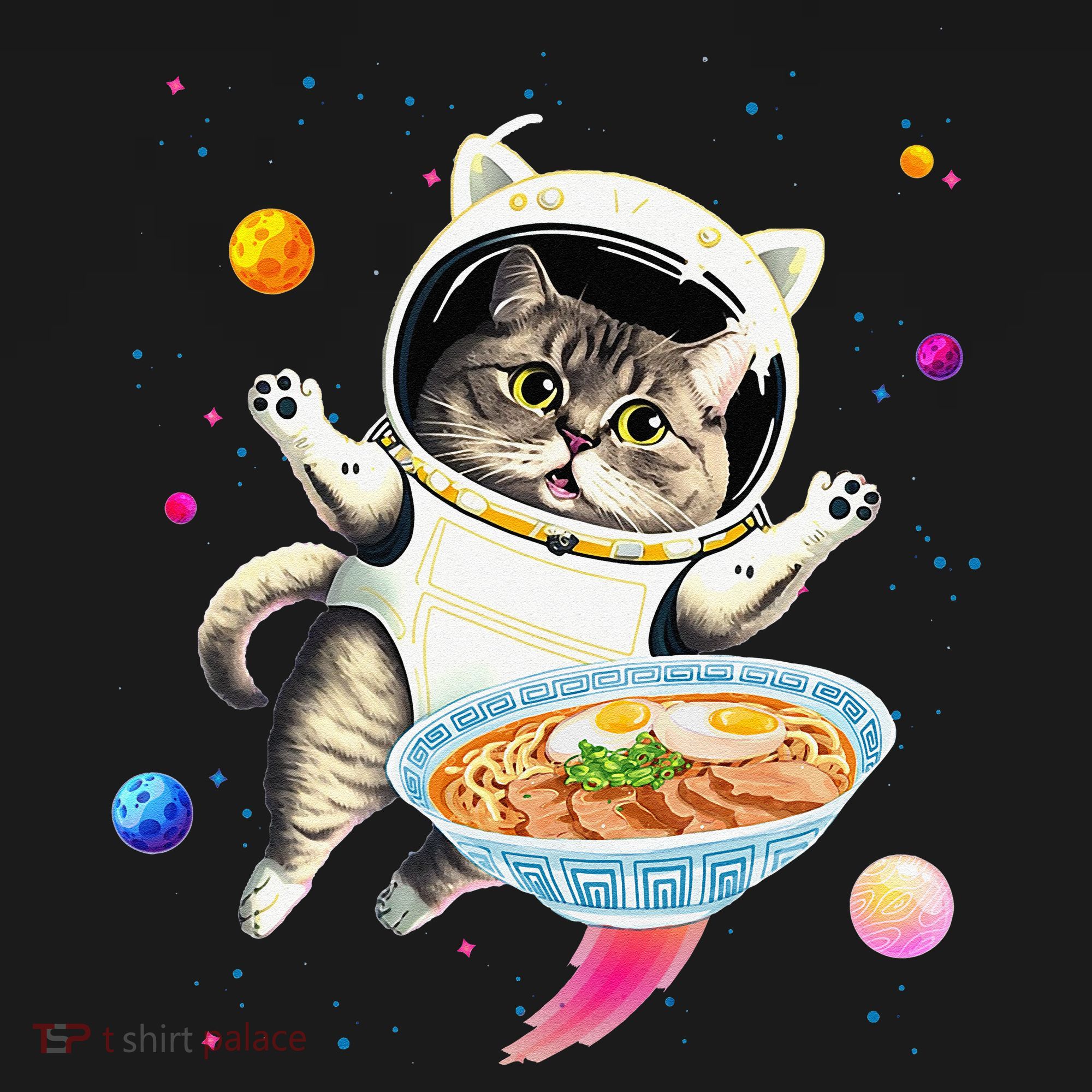 Astronaut Cat In Space With Ramen Noodles Galaxy Cat Ornament