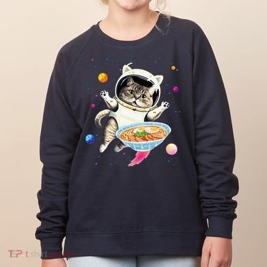 Astronaut Cat In Space With Ramen Noodles Galaxy Cat Women's Sweatshirt