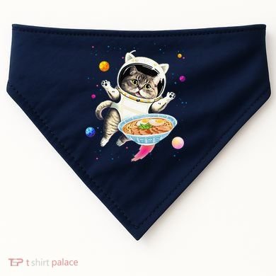 Astronaut Cat In Space With Ramen Noodles Galaxy Cat USA-Made Doggie Bandana