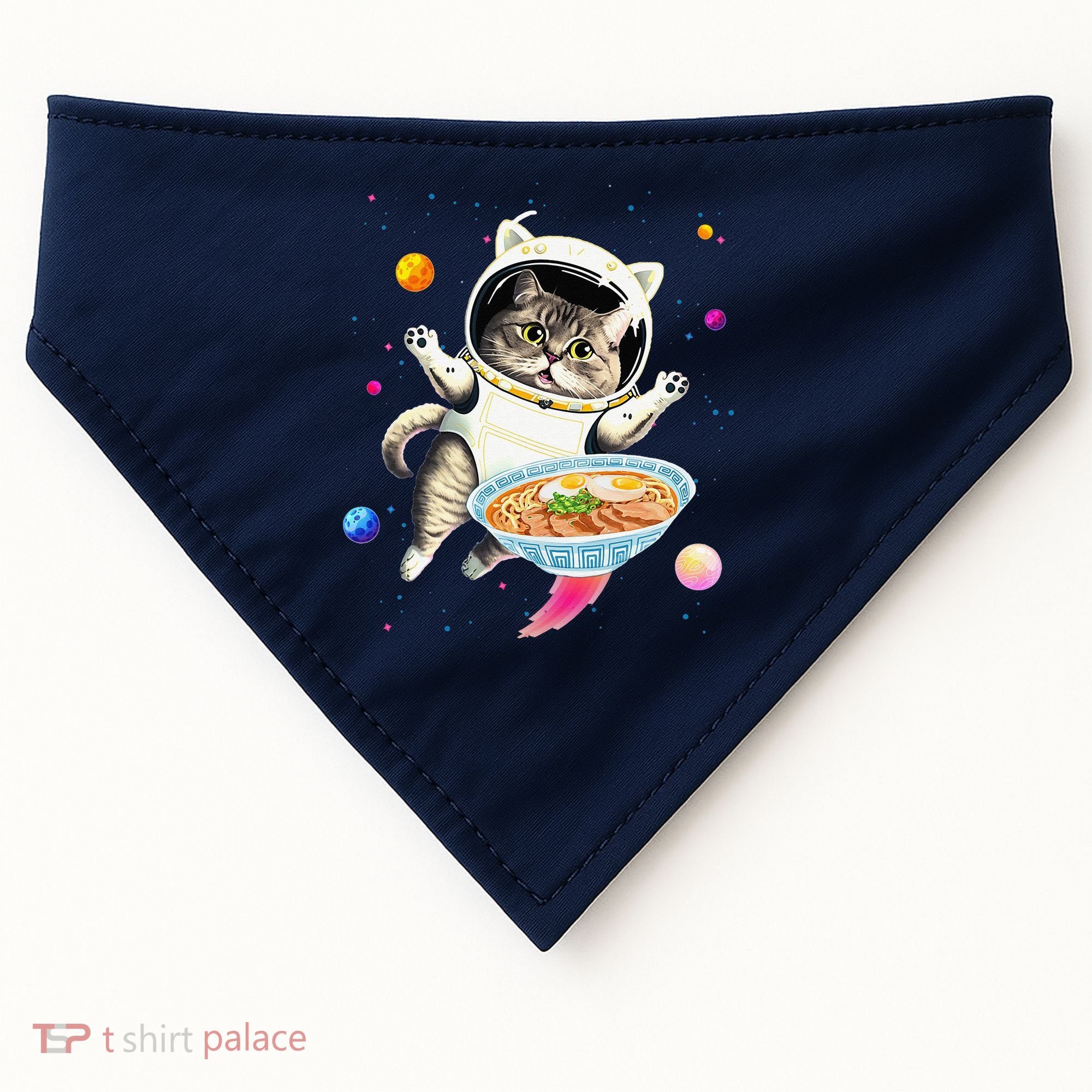 Astronaut Cat In Space With Ramen Noodles Galaxy Cat USA-Made Doggie Bandana