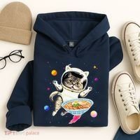 Astronaut Cat In Space With Ramen Noodles Galaxy Cat Hoodie thumb 4