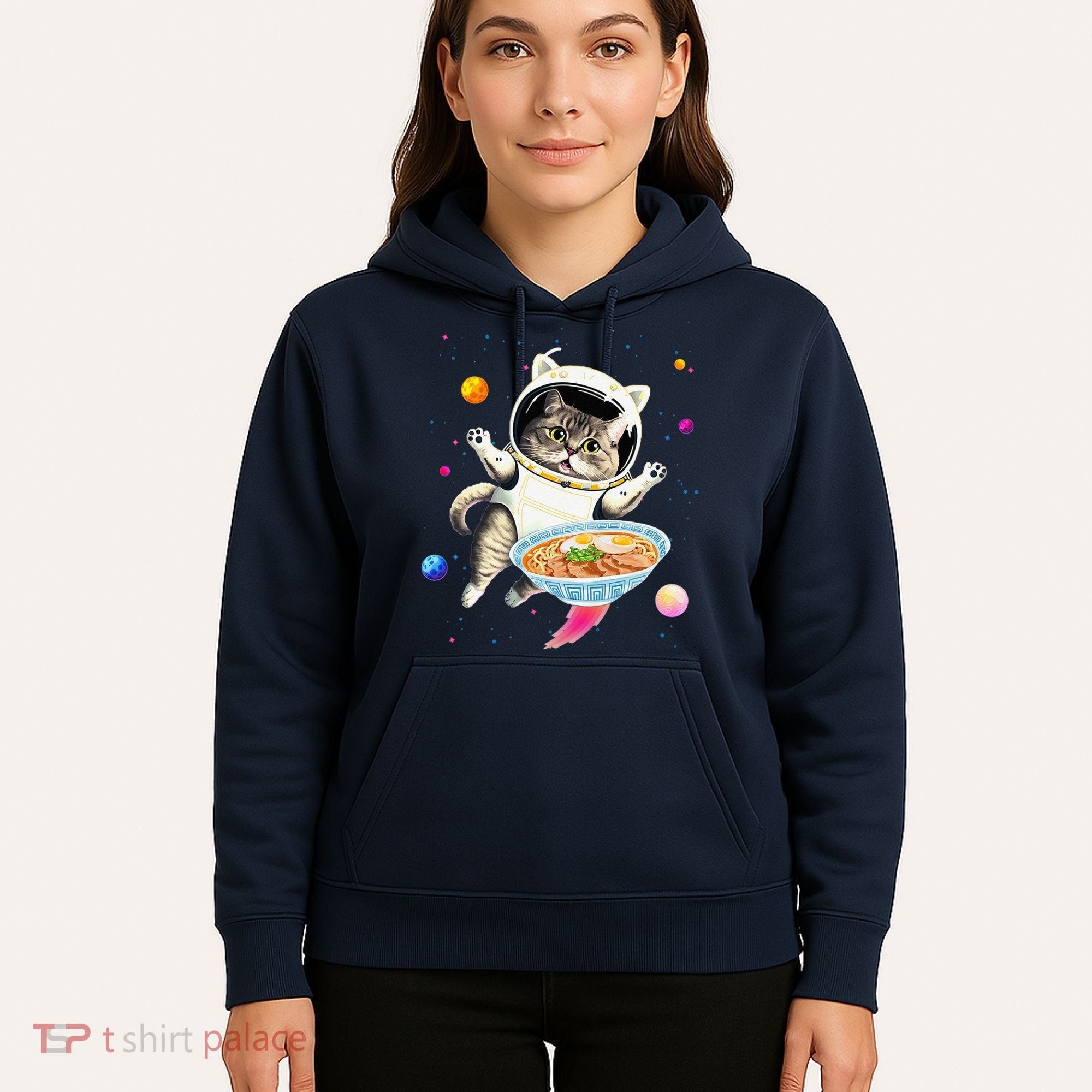 Astronaut Cat In Space With Ramen Noodles Galaxy Cat Hoodie