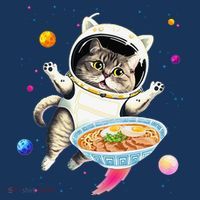 Astronaut Cat In Space With Ramen Noodles Galaxy Cat Sweatshirt thumb 3