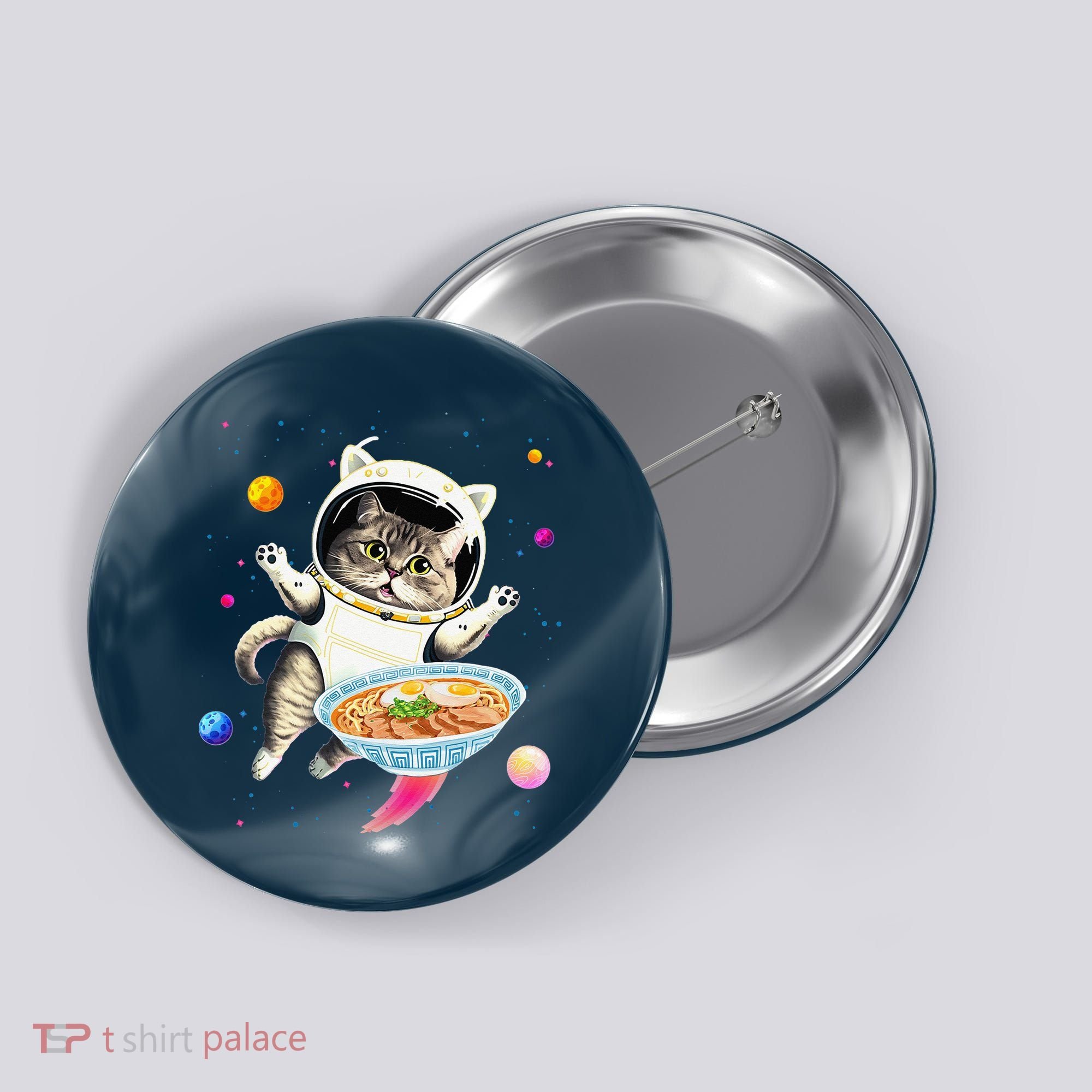 Astronaut Cat In Space With Ramen Noodles Galaxy Cat Button