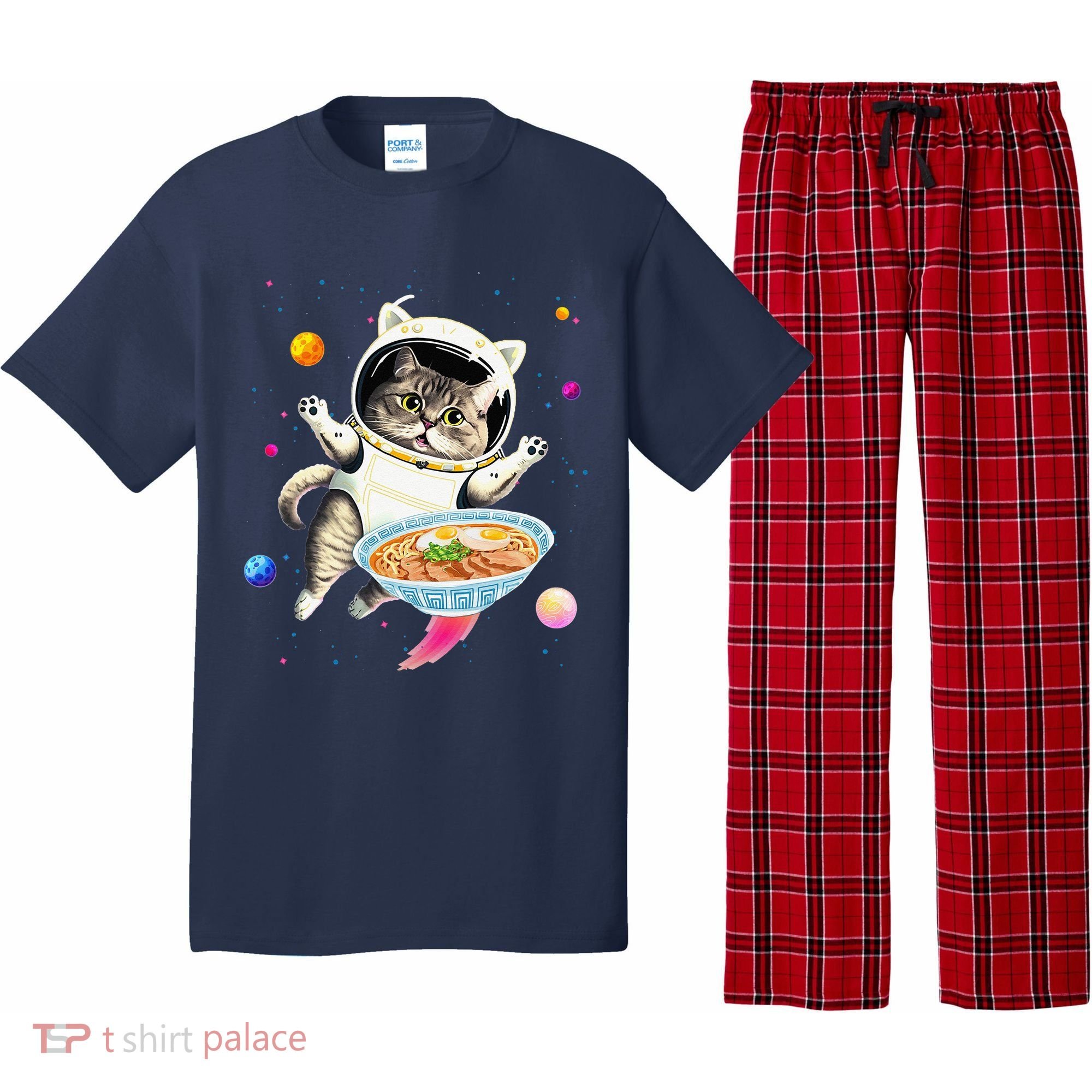 Astronaut Cat In Space With Ramen Noodles Galaxy Cat Pajama Set