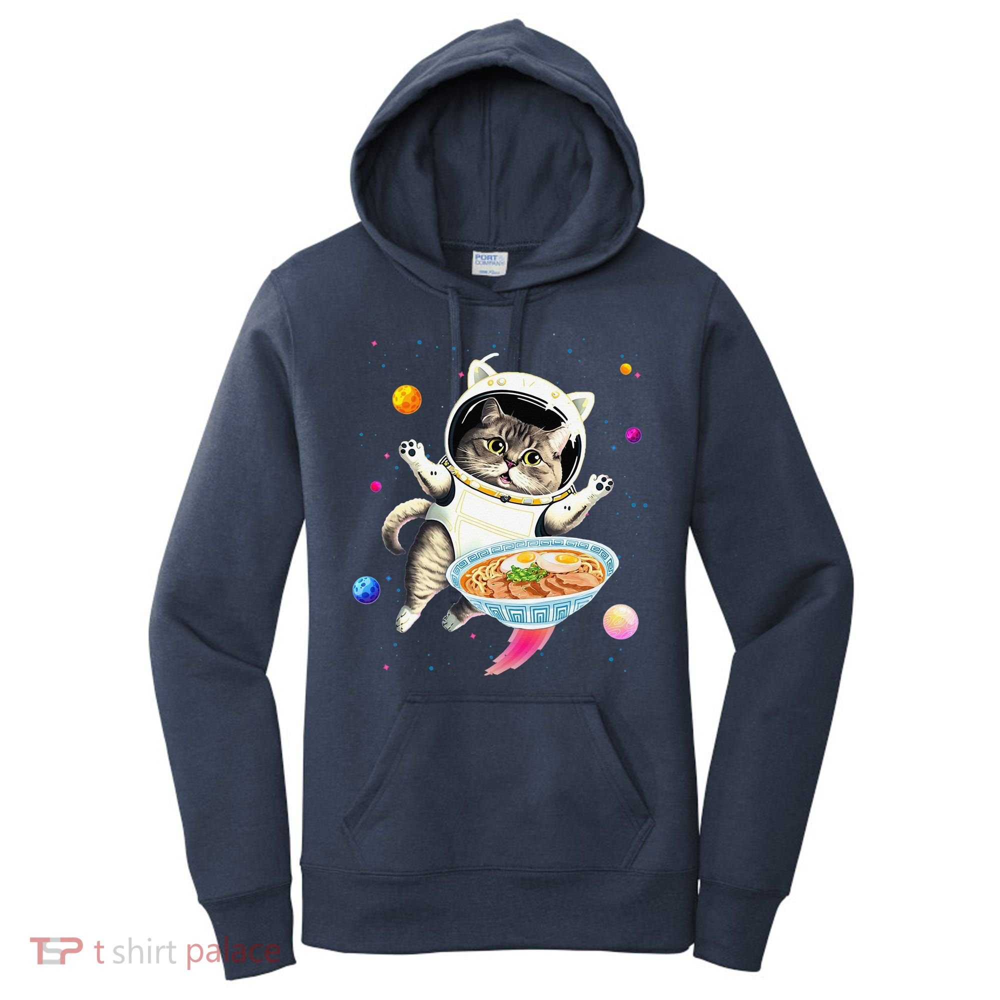 Astronaut Cat In Space With Ramen Noodles Galaxy Cat Women's Hoodie