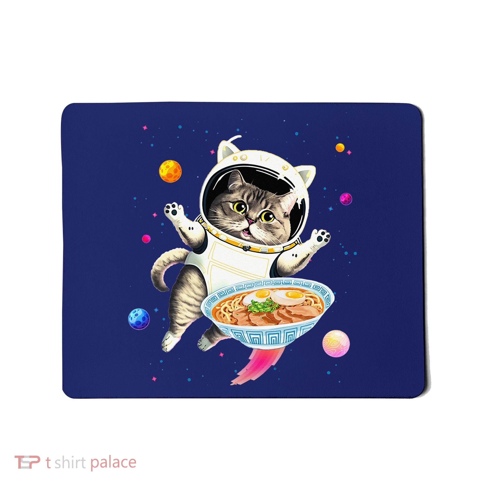 Astronaut Cat In Space With Ramen Noodles Galaxy Cat Mousepad