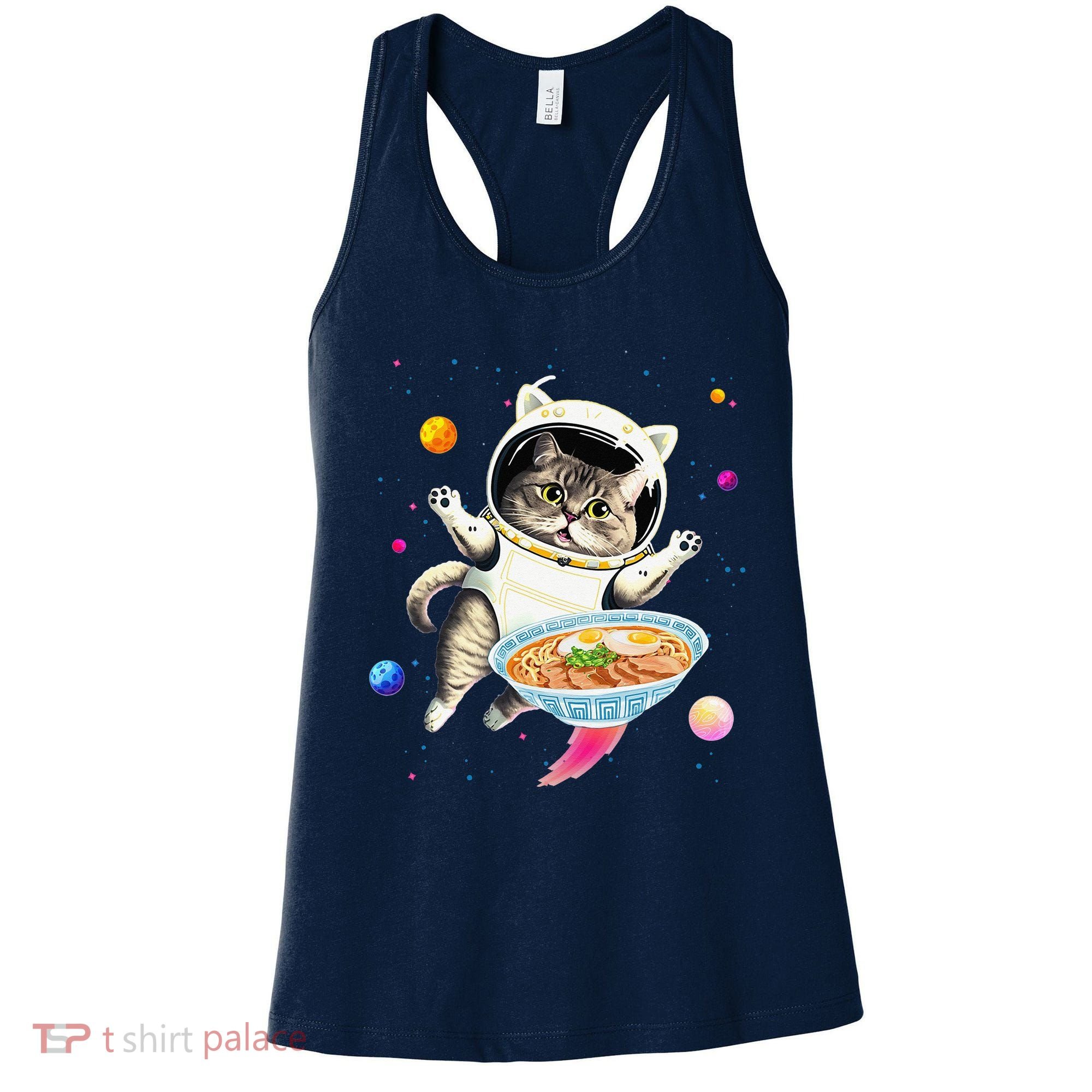 Astronaut Cat In Space With Ramen Noodles Galaxy Cat Women's Tank Top