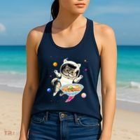 Astronaut Cat In Space With Ramen Noodles Galaxy Cat Women's Tank Top thumb 2