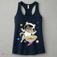 Astronaut Cat In Space With Ramen Noodles Galaxy Cat Women's Tank Top thumb 3