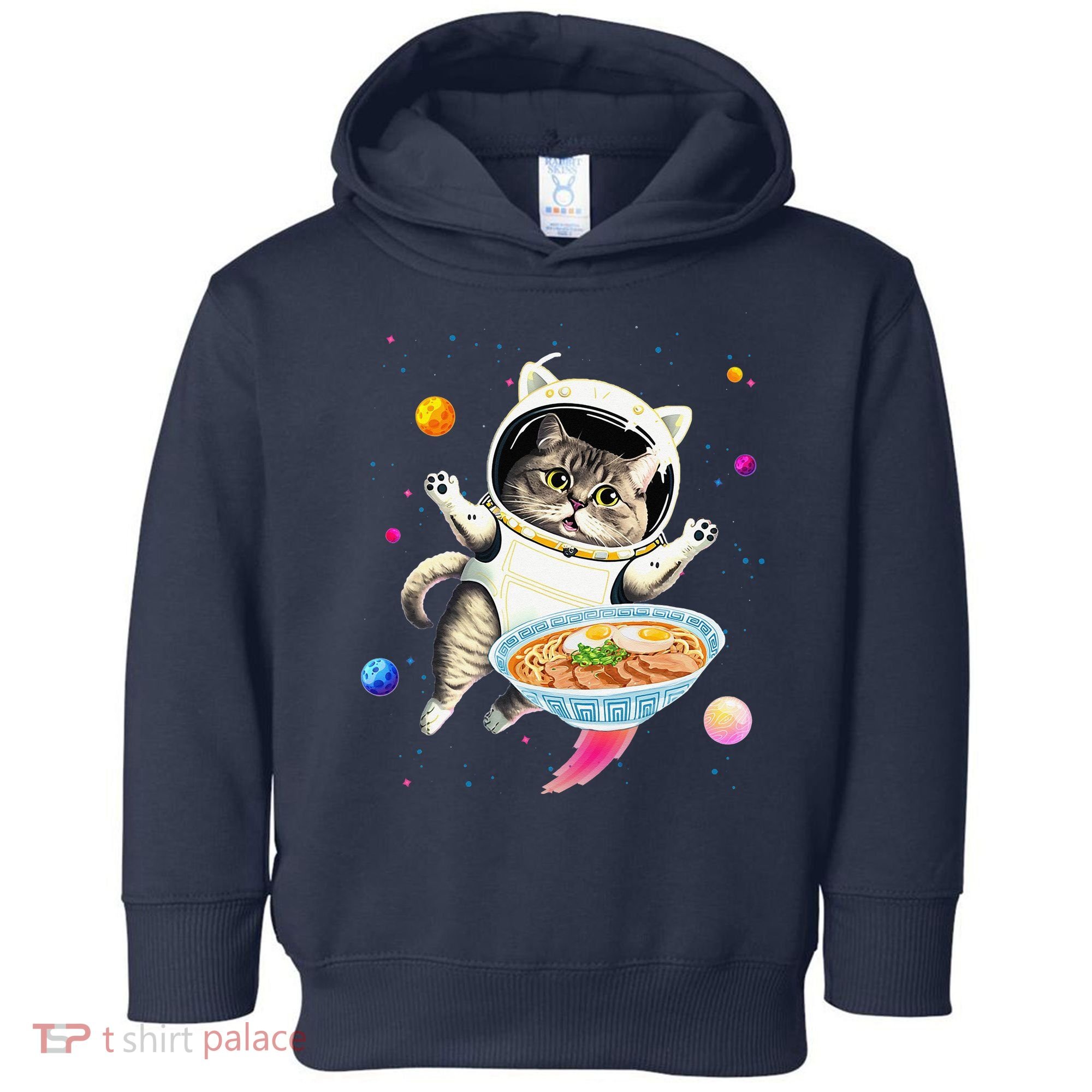 Astronaut Cat In Space With Ramen Noodles Galaxy Cat Toddler Hoodie