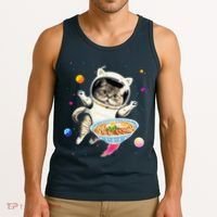 Astronaut Cat In Space With Ramen Noodles Galaxy Cat Tank Top thumb 3