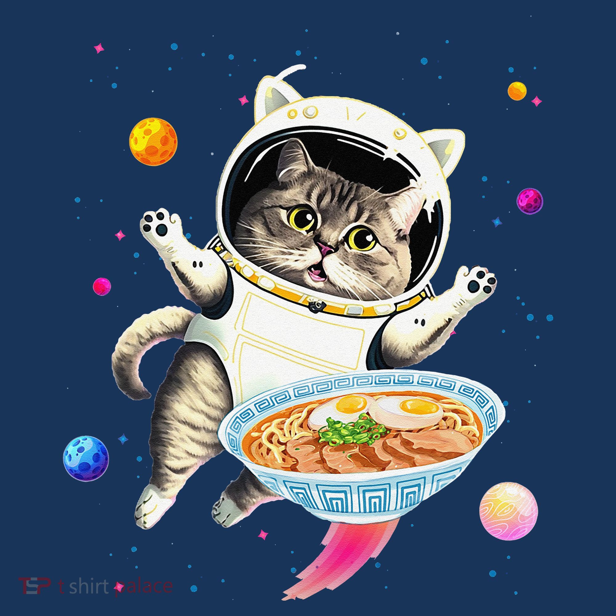 Astronaut Cat In Space With Ramen Noodles Galaxy Cat Tank Top