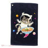 Astronaut Cat In Space With Ramen Noodles Galaxy Cat Golf Towel thumb 0