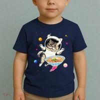 Astronaut Cat In Space With Ramen Noodles Galaxy Cat Toddler T-Shirt thumb 2
